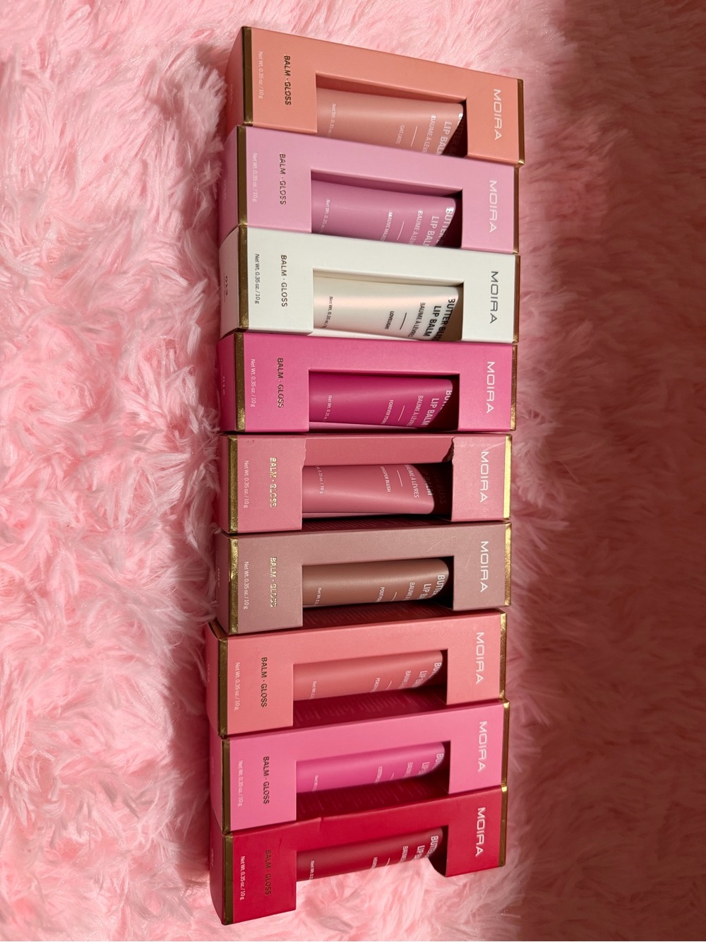 Moi Lip Balm & Gloss Collection - Pink, Nude, Red 9pcs